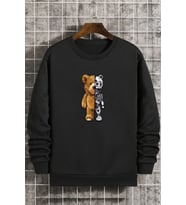 Unisex Boys Bear Bisiklet Yaka Sweatshirt (Siyah)