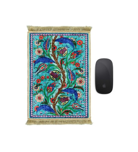 Bursa İpek Su Yeşil Dekoratif Küçük Halı Mousepad