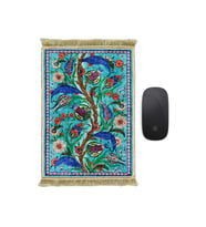 Bursa İpek Su Yeşil Dekoratif Küçük Halı Mousepad