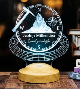 Jeoloji Mühendisi Hediyesi 3D lamba Kişiye Özel Jeolog Hediyesi Led masa Lambası