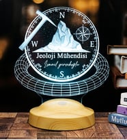 Jeoloji Mühendisi Hediyesi 3D lamba Kişiye Özel Jeolog Hediyesi Led masa Lambası