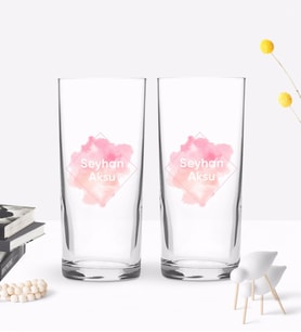 BK Gift Kişiye Özel Renkli Baskılı İsimli Tasarımlı İkili Rakı Bardağı Seti-133 (Beyaz)