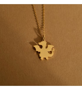 Kişiye Özel Sevimli Ejderha Figürlü Kolye 925K Gümüş (Gold)