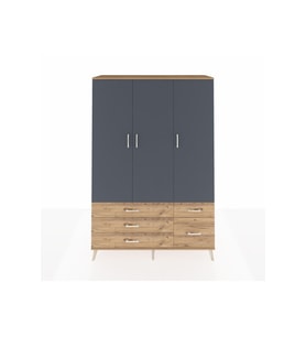 Hyperion Dolap 5 Raflı 5 Çekmeceli Tek Askılı 132x44x195 Çam-Antrasit/Çam