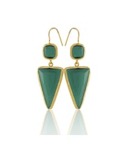 Kadir Jewellery 22 Ayar Altın Kaplama Kadın Sallantılı Küpe -El İşçiliği Ve Hipoalerjenik Küpe (K.Yeşil)