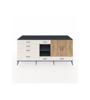 Kronos Konsol 4 Raflı 7 Çekmeceli 2 Kapaklı 220x59x99 Antrasit-Çam/Aytaşı
