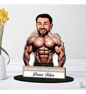 Kişiye Özel Erkek Vücut Geliştiricisine Hediye Karikatürlü Biblo