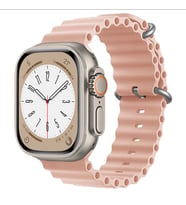 Apple Watch 44/45/46/49mm Kordon Oluklu Geçmeli Silikon Band 75 2/3/4/5/6/se/7/8 (Kum Beji)