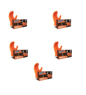 Dolphin Nitril PowerGrip Ekstra Kalın Elmas Dokulu Eldiven Turuncu XL Büyük Boy - 50'li 5 Paket