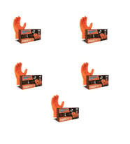 Dolphin Nitril PowerGrip Ekstra Kalın Elmas Dokulu Eldiven Turuncu XL Büyük Boy - 50'li 5 Paket