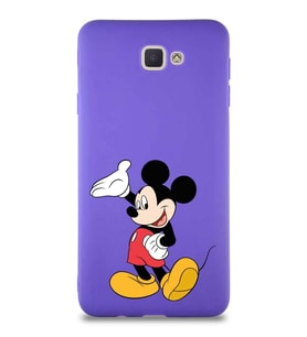 Samsung Galaxy J7 Prime Soft Premier Kapak Mickey Mouse-C Tasarımlı Silikon Kılıf - Mor (Şeffaf)