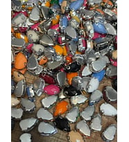 1 cm 2 mm KRİSTAL RENKLİ  KASALI DİKME DAMLA TAŞ BONCUK (50 ADET)