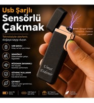 Hemen Kargo Kişiye Özel Çift Yön Baskı Seçeneğiyle Usb Şarjlı Çakmak