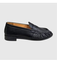 MYFİT SHOES 614 KADIN HAKİKİ DERİ BÜZGÜLÜ GÜNLÜK LOAFER AYAKKABI SİYAH