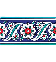 Armada Çini 10x20 Cm KS 8 İznik Çiçek Desenli Seramik Çini Bordür