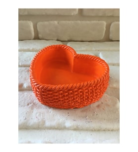 Dekoratif Örgü Desenli Kalp Saksı Turuncu 10*14*4 Cm