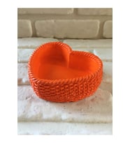 Dekoratif Örgü Desenli Kalp Saksı Turuncu 10*14*4 Cm