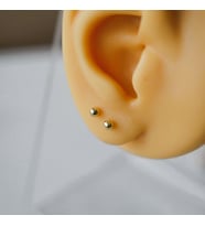 Çelik Gold Top Küpe 3 mm Çift (Çok Renkli)