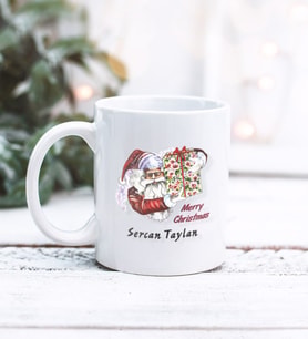 Kişiye Özel Noel Baba Tasarımlı Kupa Bardak (Beyaz)