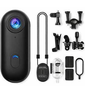 Göğüse Takılabilir Mıknatıslı Kolyeli 1080P Mini Geniş Açı Aksiyon Kamera Hafif ve Kompakt Tasarım Spor, Koşu, Outdoor, Günlük Kullanım İçin POV Kayıt Kamerası- Kask Kamera (SİYAH)