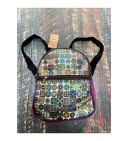Salina Bag Etnik Otantik Desenli Küçük Sırt Çantası Seyehat Günlük Kullanım Çanta Su Geçirmez (Kırmızı-Saks)