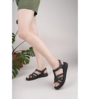 Nesil Shoes Bell 25159 Siyah Anatomik Kadın Sandalet