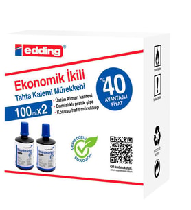 Edding Legamaster Tahta Kalemi Mürekkebi 100 ml. MAVİ x 2'li Kutu 