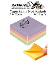 Yapışkanlı Not Kağıdı 4 Renk 400 Sayfa 1 Paket Harmoni Küp Blok Yapışkanlı Postit 75x75 mm Renkli  (Çok Renkli)
