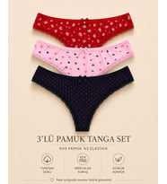 Intive Comfort Desenli Lacivert/Pembe/Kırmızı 3'lü Brazilian/Tanga Set