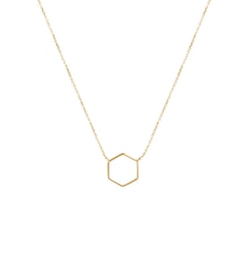 Kişiye Özel 925 Ayar Gümüş Altıgen Kolye (Gold)