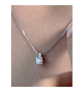 14 K White Gold Kaplama 925 Ayar Gümüş 0.50 Ct Zirconia Tektaş Kolye