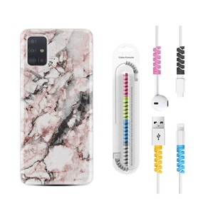 Samsung a71 A72 A73 A7 A9 2018 C7 C9 Kılıf Kablo Koruma Spiral Silikon Colorfull Marble 2 1389