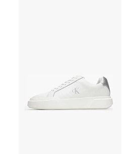 Calvin Klein Kalın Tabanlı Bağcıklı Metalik Deri Kadın Beyaz Sneaker YW0YW01948-0LC