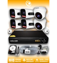 Elitcam 6 Kameralı Zebra 2 İç Kamera Set 1 TB 5 MP Full HD Gece Görüşlü Güvenlik Kamerası Sistemi