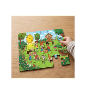 Sebze Bahçesinde Bir Gün Tasarımlı 24 Parça Ahşap Çocuk Puzzle