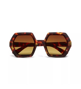 Okkia Emma Big Hexagonal Unisex Güneş Gözlüğü Klasik Havana (Kahverengi)