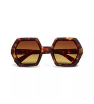 Okkia Emma Big Hexagonal Unisex Güneş Gözlüğü Klasik Havana (Kahverengi)