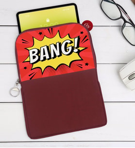 BK Gift Pop Art Tasarımlı Taşınabilir Koruyucu Tablet Kılıfı & Organizer Çanta - Bordo-13