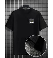 pilelistore- Erkek Dağ Grafikli Tişört, Yaz Için Büyük Beden Rahat T-shirt - Siyah