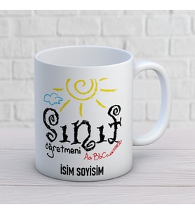 Kişiye Özel Sınıf Öğretmeni Baskılı Kupa, İsim Soyisim Yazılı Öğretmenler Günü ve Öğretmene Hediye