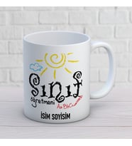 Kişiye Özel Sınıf Öğretmeni Baskılı Kupa, İsim Soyisim Yazılı Öğretmenler Günü ve Öğretmene Hediye