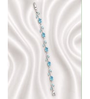 Turkuaz Kristal Taşlı Sarmaşık Yaprak Model 19 cm Çelik Kadın Bileklik