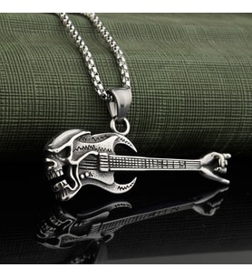 Kuru Kafalı Gitar Çelik Erkek Kolye Takı Aksesuar k24 t5