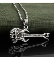 Kuru Kafalı Gitar Çelik Erkek Kolye Takı Aksesuar k24 t5