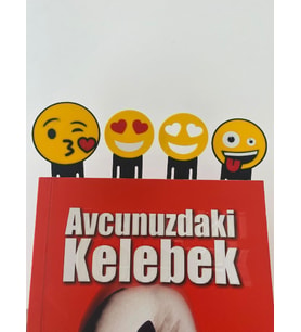 ToDekora Emoji Kitap Ayracı 4’lü Set Renkli Hediyelik-Ev Ofis Okul-Kitap Aksesuarı (Çok Renkli-Naturel)