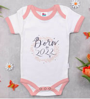 BK Kids Born To 2022 Tasarımlı Pembe Bebek Body Zıbın-1