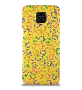 Xiaomi Redmi Note 9 Pro Uyumlu Lansman Kılıf Hello Kitty Tasarımlı İçi Kadife Kapak-Sarı (Şeffaf)