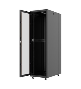 AGER 26U 600x1000mm Dikili Tip Siyah Kabinet Vega AG-VB26U6010S1 Cam Kapak