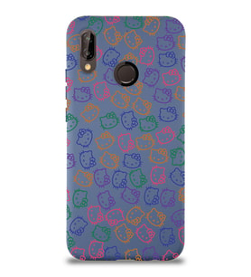 Xiaomi Redmi Note 7  Uyumlu Lansman Kılıf Hello Kitty Tasarımlı İçi Kadife Kapak-Petrol Mavisi (Şeffaf)