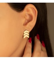 DKMN Gümüş Üçgen Biçimli Sallantı Küpe Kadın Gümüş Küpe (Gold)